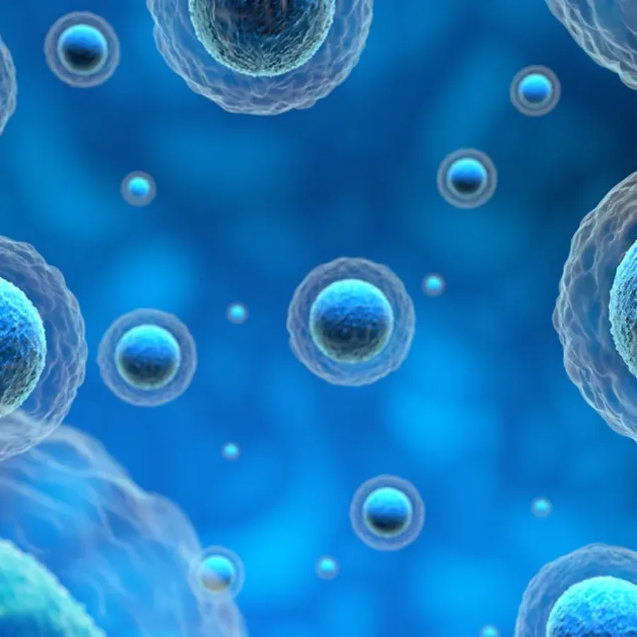 human cells in a blue background