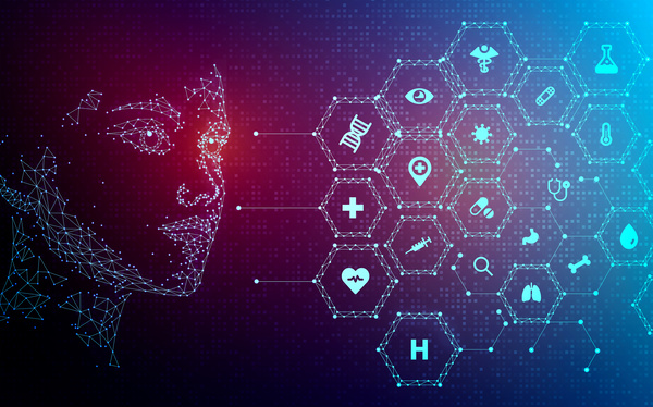 Person looking at icons representing biomarkers