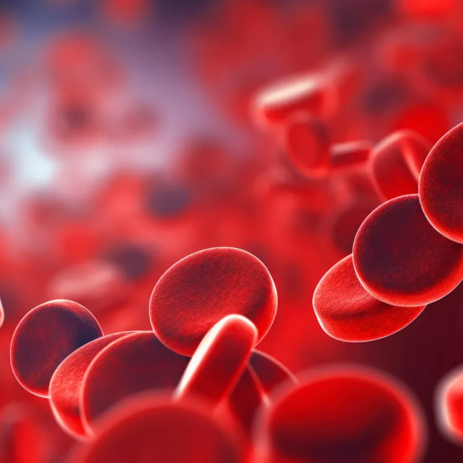 red cells flowing through vein